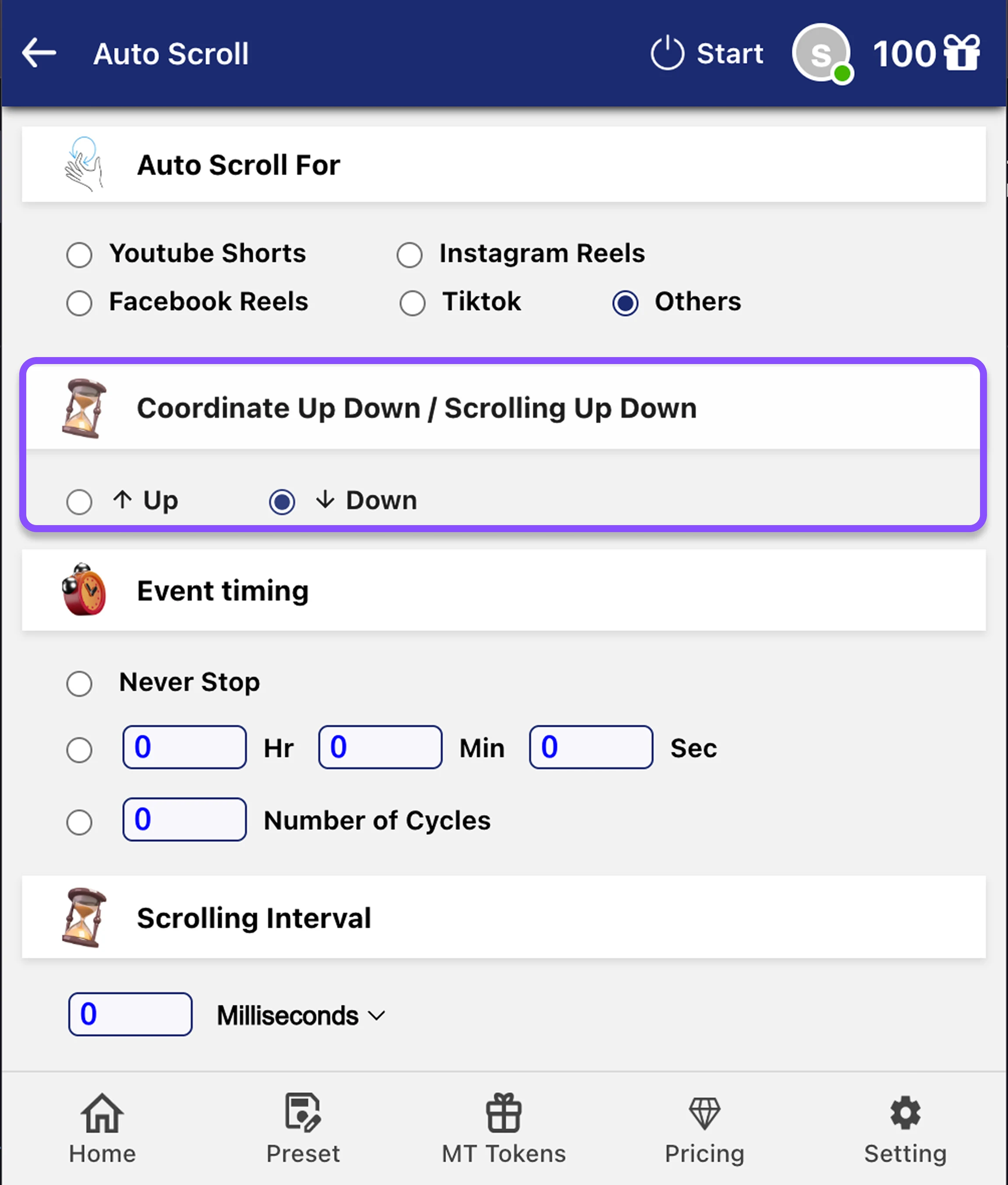 Step 2: Select Scrolling Direction